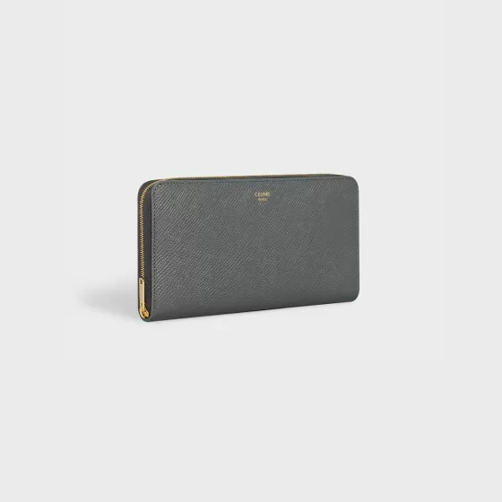 Large Zipped Wallet In Grained Calfskin - | ^CELINE Store