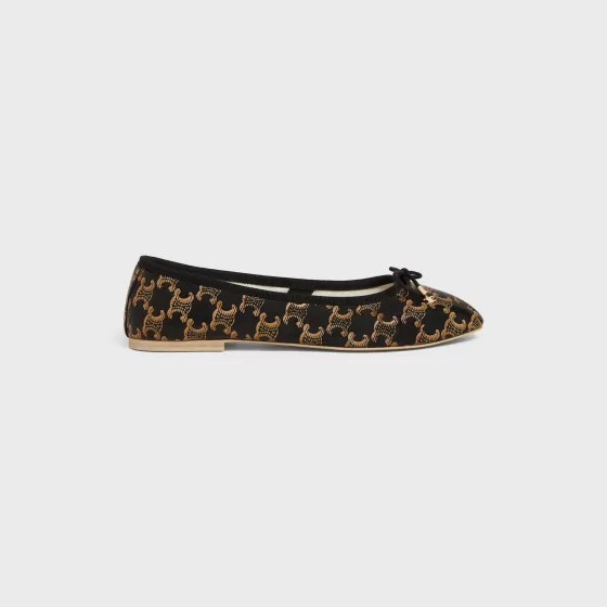 Les Ballerines Ballerina With Laces In Triomphe Printed Lambskin - | ^CELINE Fashion