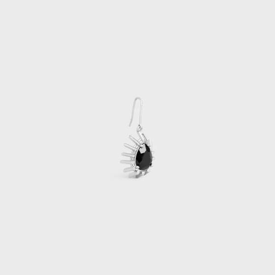 Les Pierres Earring In Brass With Rhodium Finish And Black Strass - | ^CELINE Clearance