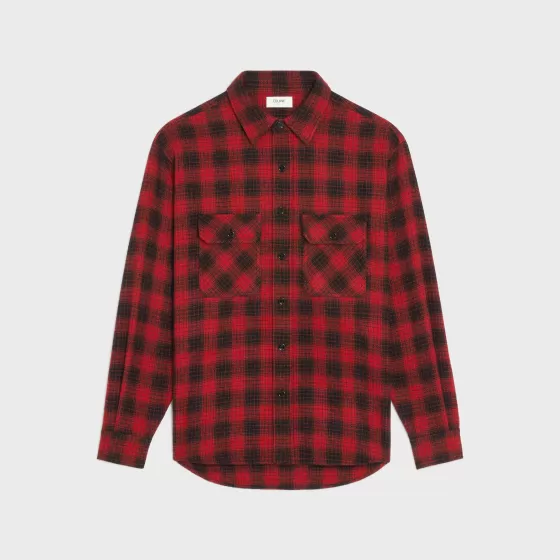 Loose Shirt In Checked Wool - | ^CELINE Sale