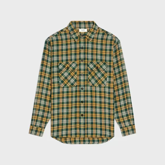 Loose Shirt In Checked Wool - | ^CELINE Discount