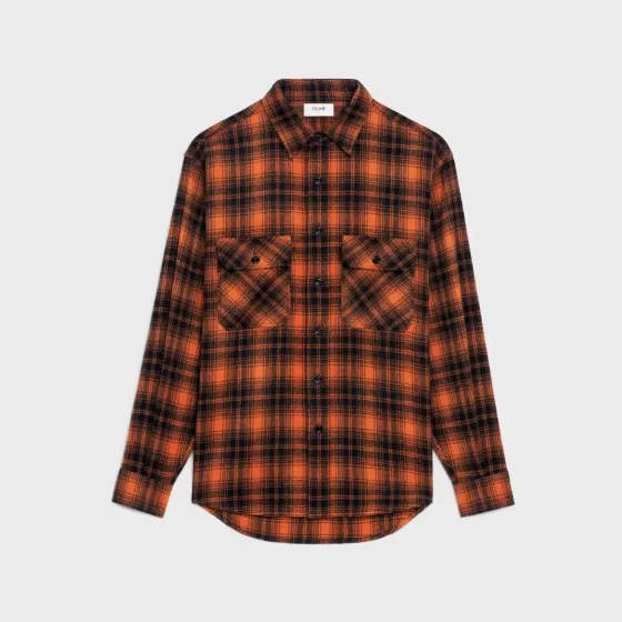 Loose Shirt In Checked Wool - | ^CELINE Best Sale