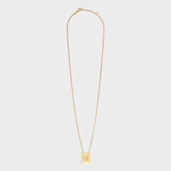 M Necklace - Alphabet M Necklace In Brass With Finish | ^CELINE Store