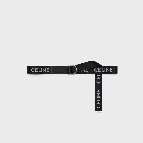 Medium Double Ring Belt In Jacquard Textile And Calfskin - | ^CELINE Cheap