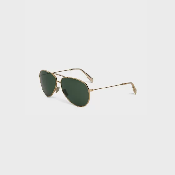 Metal Frame 02 Sunglasses In Metal With Mineral Glass Lenses - Gold / Green | ^CELINE Cheap