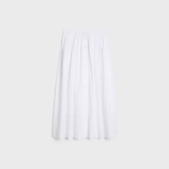 Midi Skirt In Cotton Batiste - | ^CELINE New