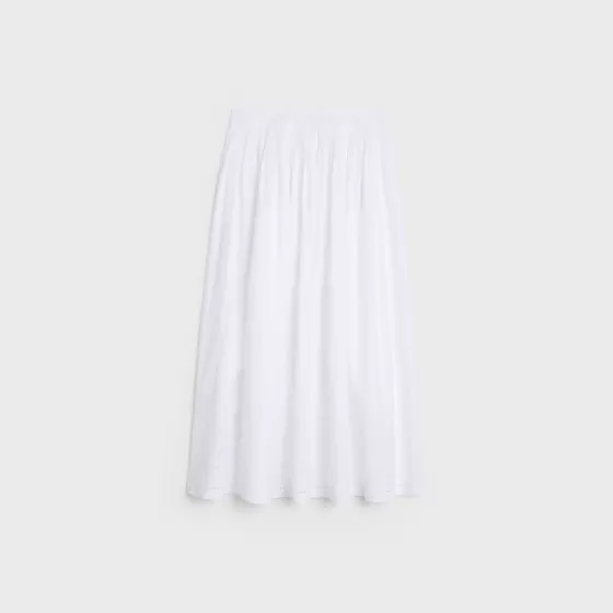 Midi Skirt In Cotton Batiste - | ^CELINE New