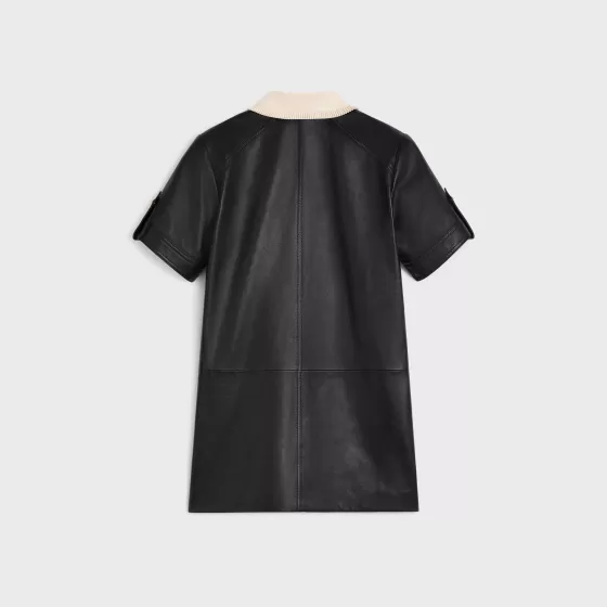 Mini Dress With Pleated Collar In Plonge Lambskin - | ^CELINE Online