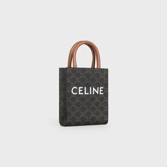 Mini Vertical Cabas In Triomphe Canvas And Calfskin With Print - | ^CELINE Fashion