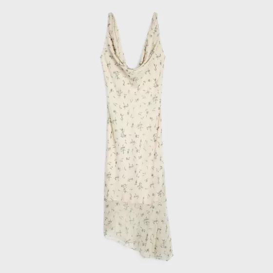 Open Back Foulard Dress In Muslin - | ^CELINE New