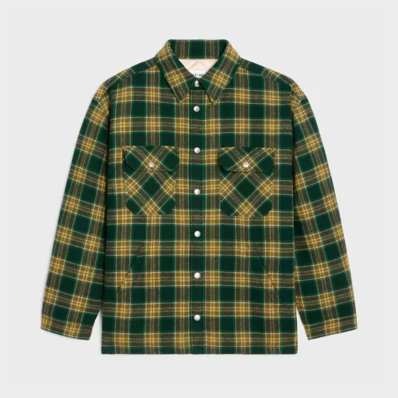 Overshirt In Checked Wool - | ^CELINE Discount