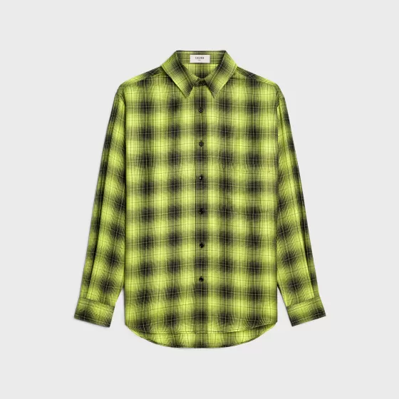 Oversized Shirt In Checked Wool - | ^CELINE Discount