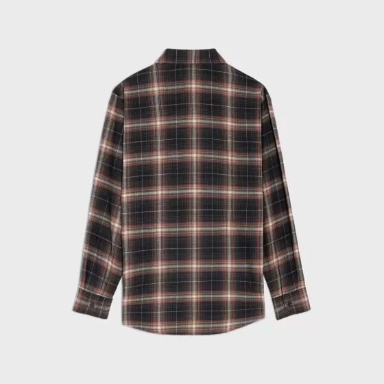 Oversized Shirt In Cotton Checks - | ^CELINE Shop