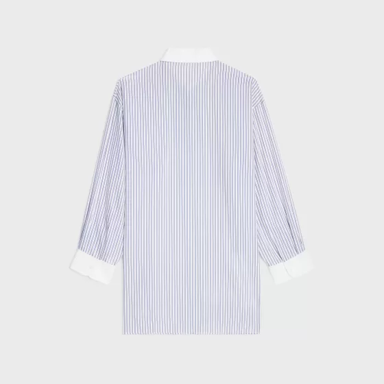 Oversized Shirt In Striped Silk - | ^CELINE Discount