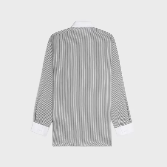 Oversized Shirt In Striped Silk - | ^CELINE Flash Sale