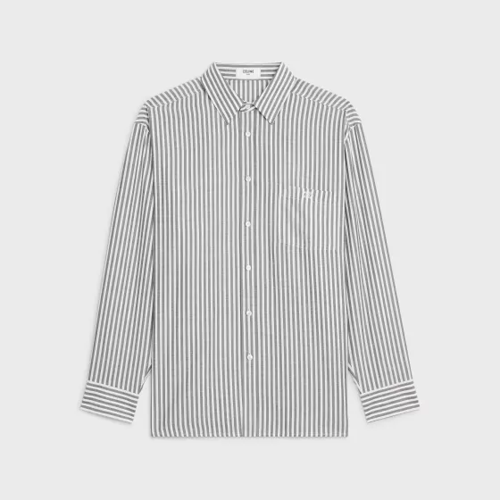 Oversized Shirt In Striped Viscose - | ^CELINE Hot