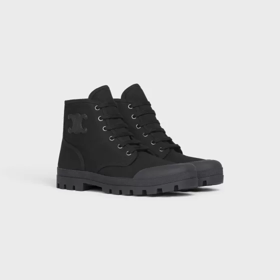 Patapans Lace Up Boot With Triomphe Patch In Canvas - | ^CELINE Outlet