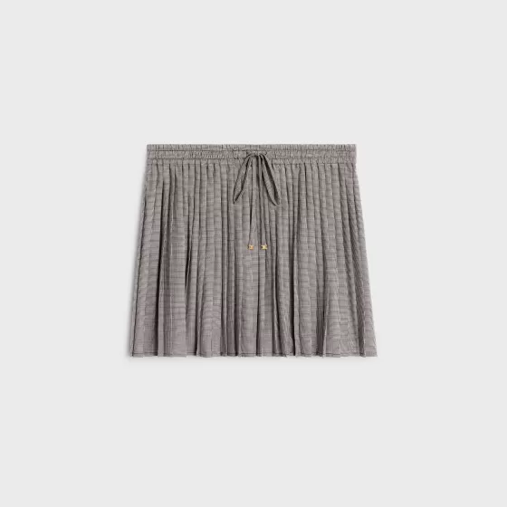 Pleated Pajama Mini Skirt In Wool And Silk - | ^CELINE Discount