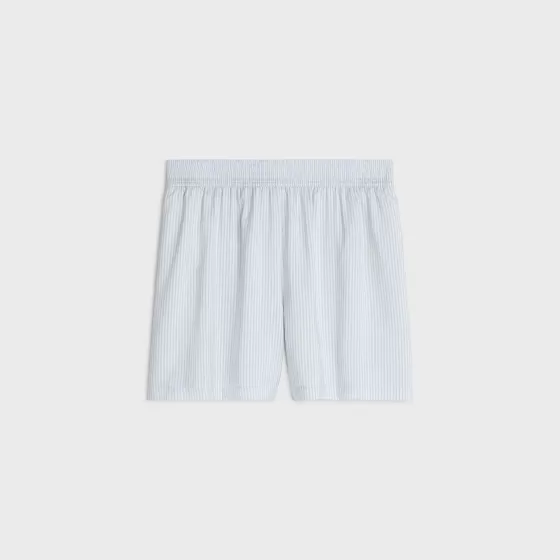 Pyjama Shorts In Striped Silk - | ^CELINE Best Sale