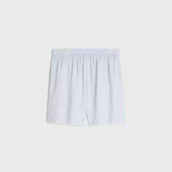 Pyjama Shorts In Striped Silk - | ^CELINE Best Sale