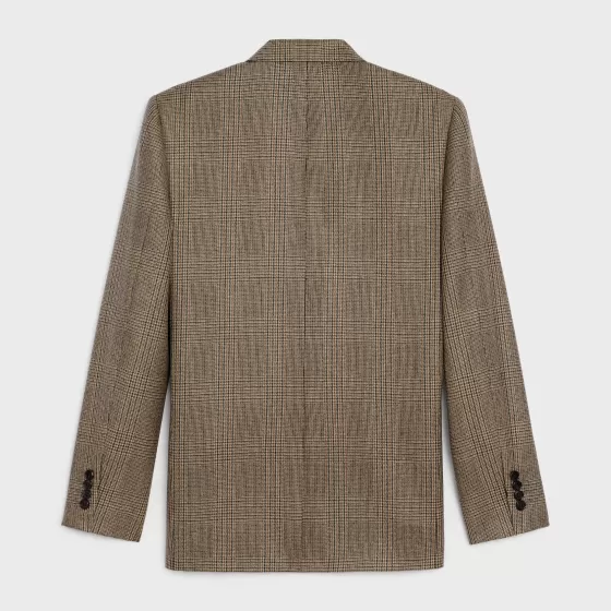 Rectangle Jacket In Prince Of Wales Check Wool - | ^CELINE Clearance