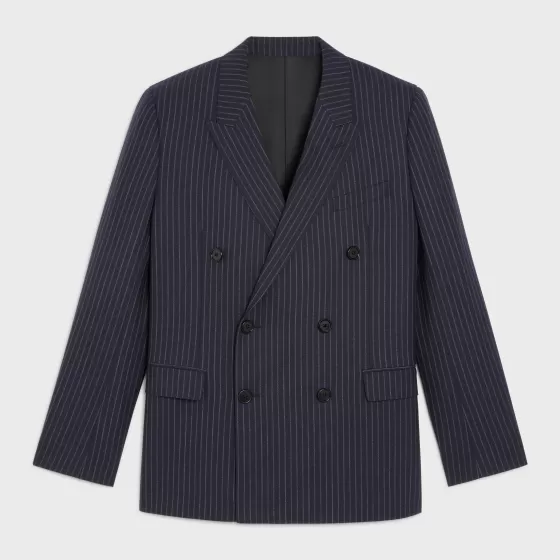 Rectangle Jacket In Striped Wool Fabric - | ^CELINE Online