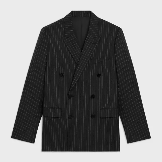 Rectangle Jacket In Striped Wool Fabric - | ^CELINE Fashion