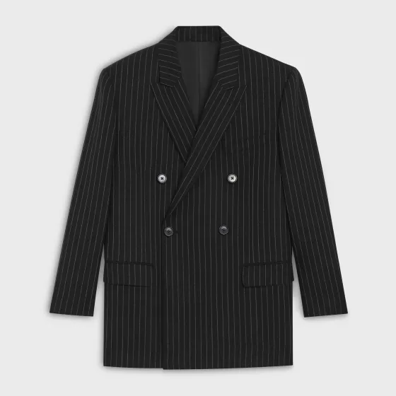 Rectangle Jacket In Striped Wool Fabric - | ^CELINE Discount