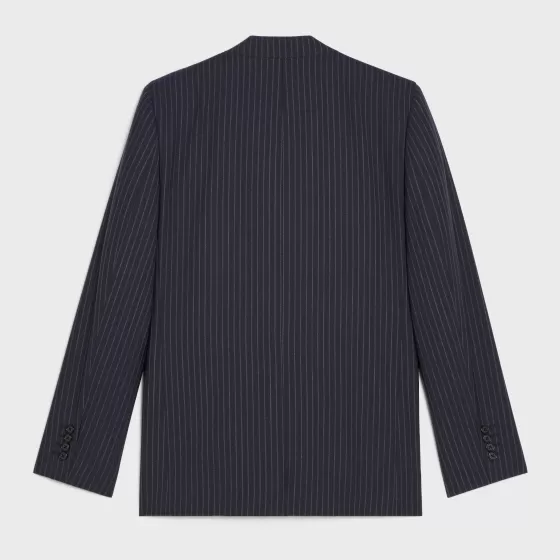 Rectangle Jacket In Striped Wool Fabric - | ^CELINE Online