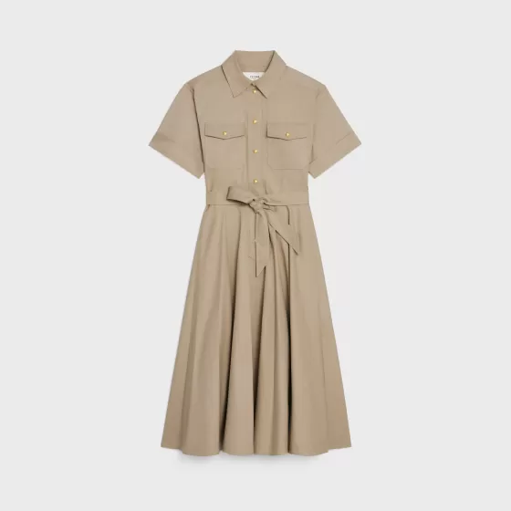 Safari Dress In Lightweight Gabardine - | ^CELINE Flash Sale