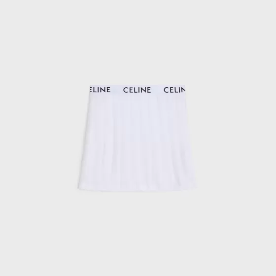 Short Pleated Skirt In Cotton Pique - | ^CELINE Shop