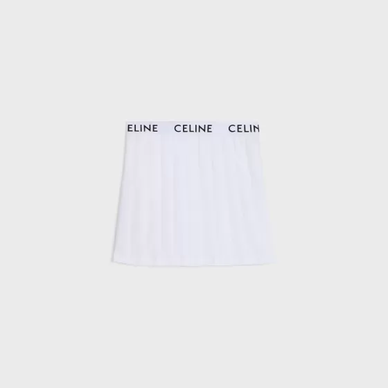 Short Pleated Skirt In Cotton Pique - | ^CELINE Shop