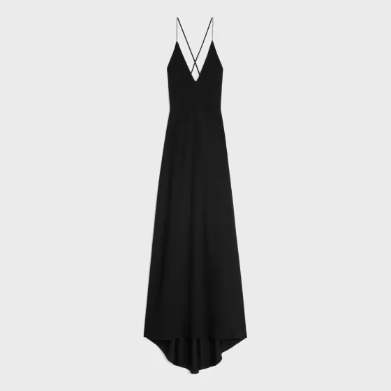 Slip Dress With Rhinestones In Satin-Lined Crepe - | ^CELINE Cheap