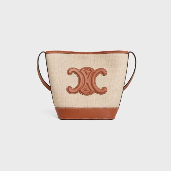 Small Bucket Cuir Triomphe In Textile And Calfskin - | ^CELINE Store