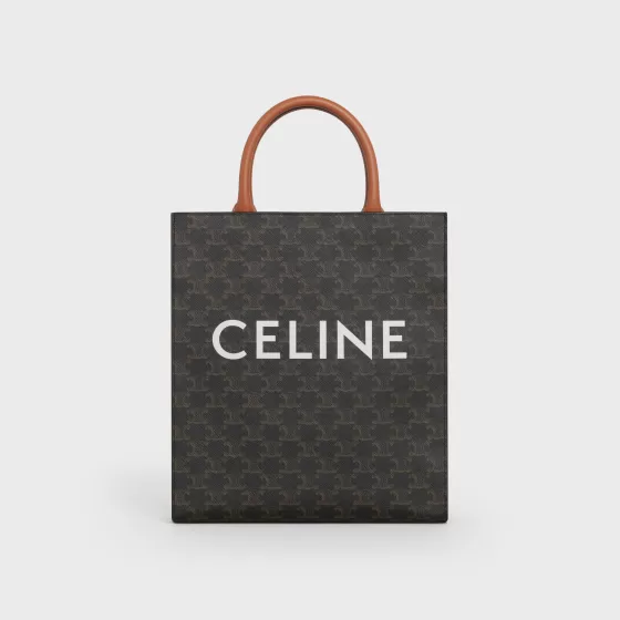 Small Cabas Vertical In Triomphe Canvas And Calfskin - | ^CELINE Fashion