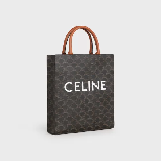 Small Cabas Vertical In Triomphe Canvas And Calfskin - | ^CELINE Fashion