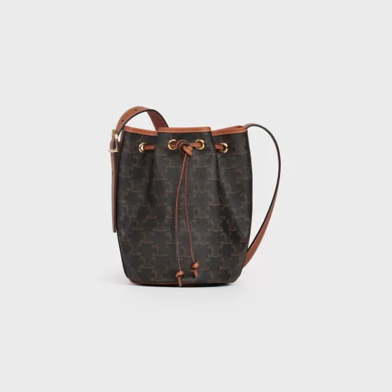 Small Drawstring Bag In Triomphe Canvas And Calfskin - | ^CELINE Shop