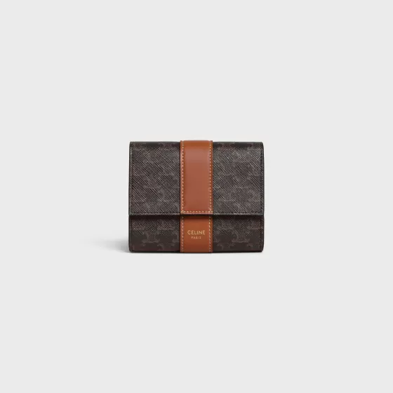 Small Trifold Wallet In Triomphe Canvas And Lambskin - | ^CELINE Online