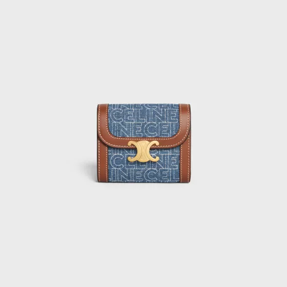 Small Wallet Triomphe In Denim With All-Over Print - | ^CELINE Clearance