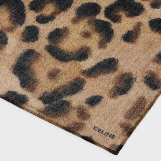 Stole In Leopard-Print Cashmere Muslin - | ^CELINE Clearance