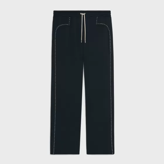 Straight Jogging Pants In Double Face Jersey With Studs - | ^CELINE Fashion