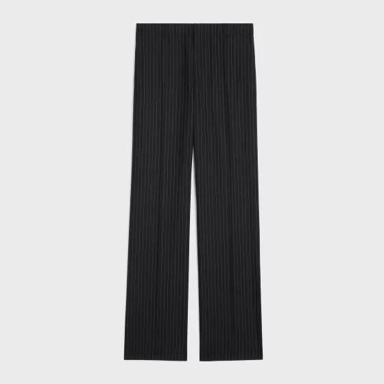 Straight Pants In Striped Wool - | ^CELINE Best