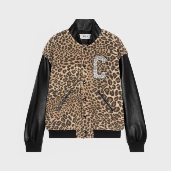 Teddy Jacket In Leopard-Print Fleece With Embroidered Patch - | ^CELINE Clearance