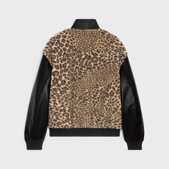 Teddy Jacket In Leopard-Print Fleece With Embroidered Patch - | ^CELINE Clearance