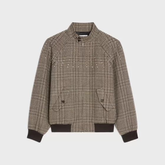 Teddy Jacket With Stand-Up Collar In Checked Wool - | ^CELINE Flash Sale