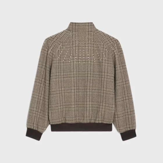 Teddy Jacket With Stand-Up Collar In Checked Wool - | ^CELINE Flash Sale