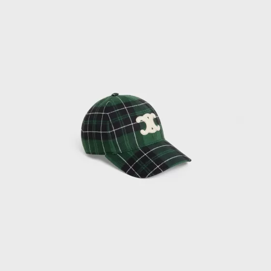 Triomphe Baseball Cap In Checked Flannel - | ^CELINE Flash Sale