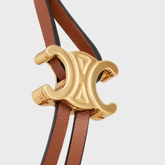 Triomphe Clasp Bracelet In Brass With Gold Finish And Tan Smooth Calfskin - | ^CELINE Discount