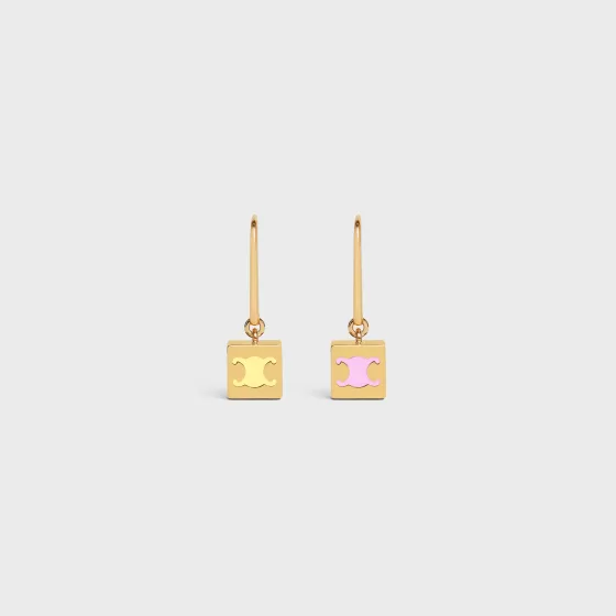 Triomphe Cube Earrings In Brass With Gold Finish And Colored Enamel - | ^CELINE Discount