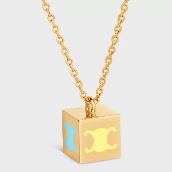 Triomphe Cube Necklace In Brass With Gold Finish And Colored Enamel - | ^CELINE Online